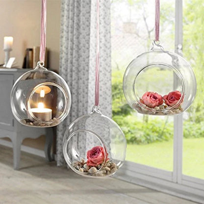 Clear Glass Ball Globe Terrarium Candlestick