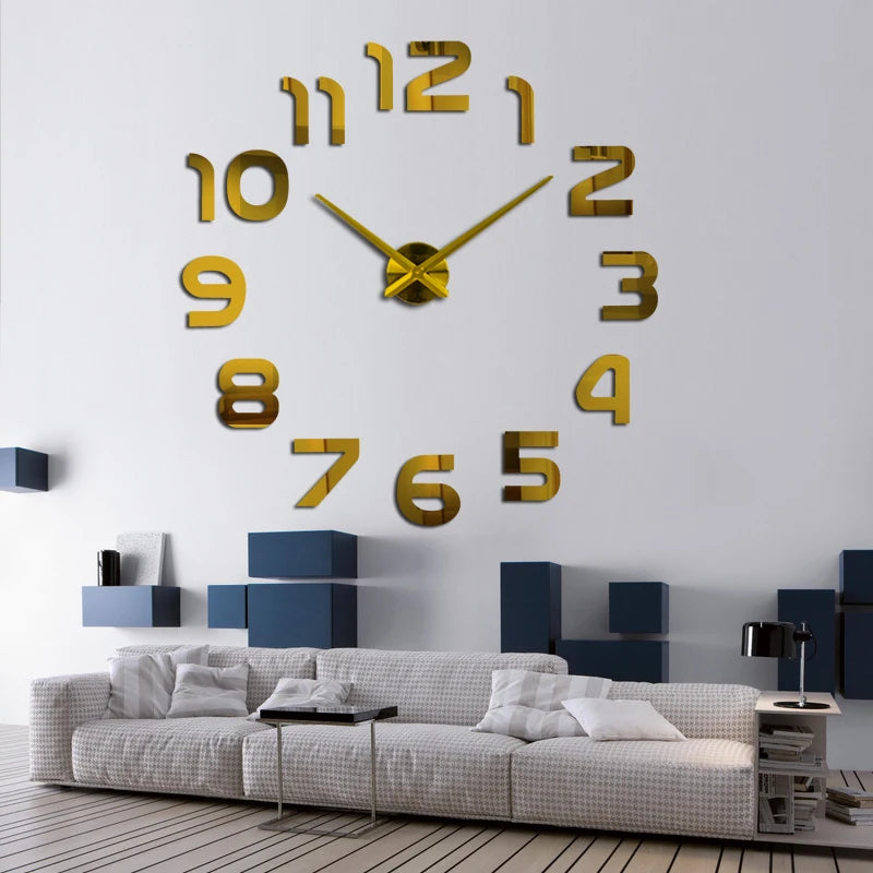 DIY 3D Acrylic Mirror Wall Clock Stickers