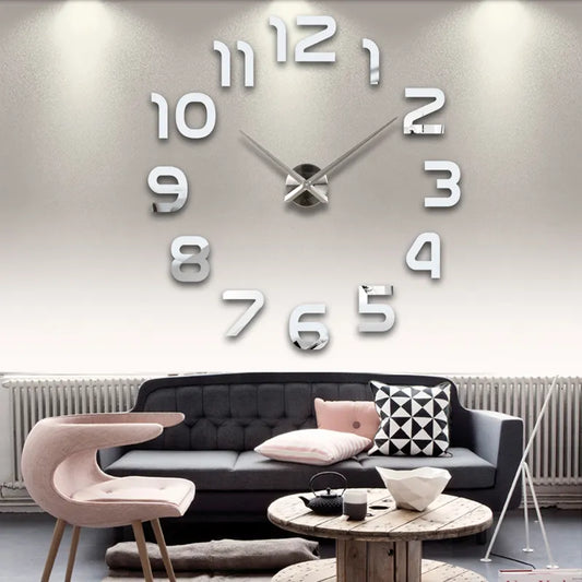 DIY 3D Acrylic Mirror Wall Clock Stickers