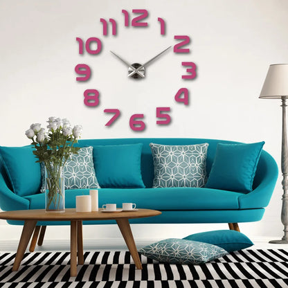 DIY 3D Acrylic Mirror Wall Clock Stickers