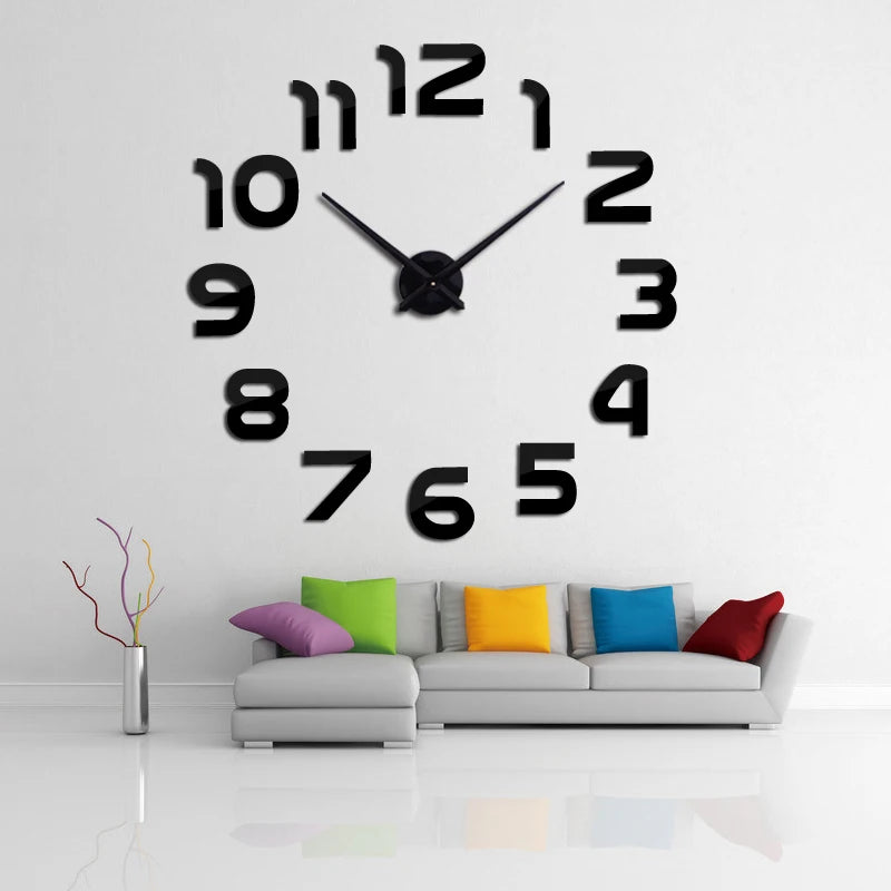 DIY 3D Acrylic Mirror Wall Clock Stickers